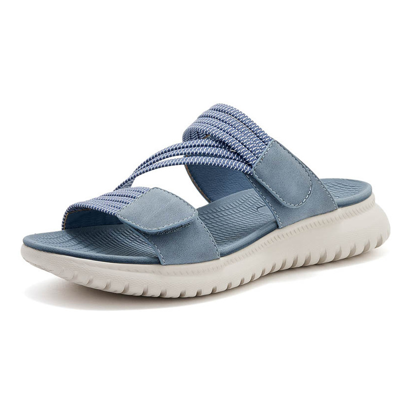 Dép sandal nữ xỏ ngón đế bệt thể thao co giãn cỡ lớn — Màu đen, Màu xanh lam, Màu mơ chi tiết 23