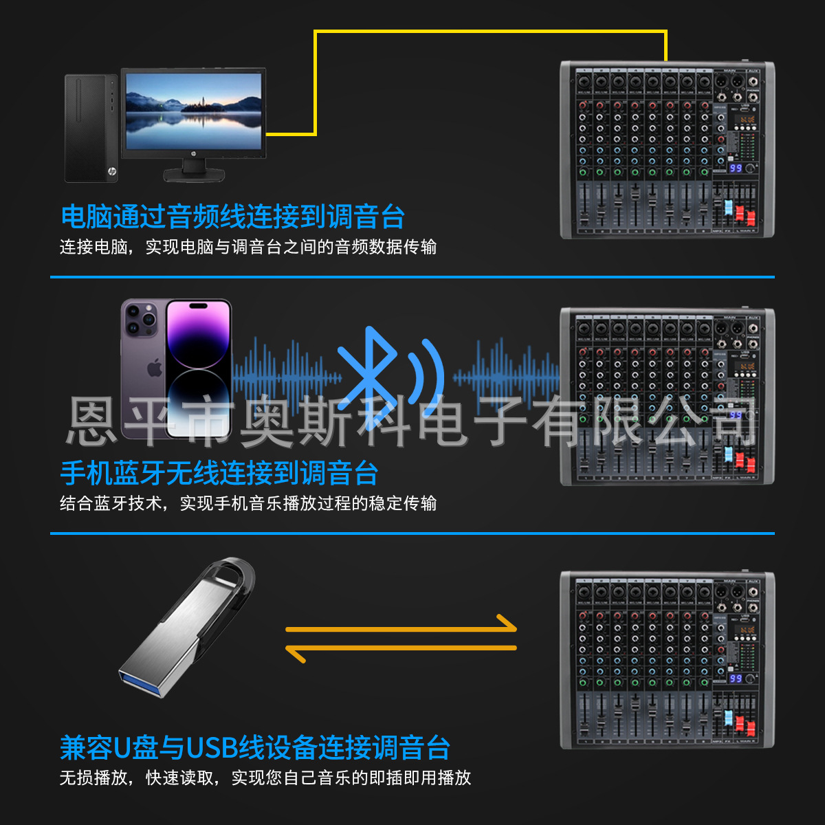 2024 새로운 Q16 사용자 정의 믹서 16 USB 블루투스 1 AUX 출력 99 효과 무대 결혼식