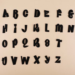 Embroidered patch with 26 black English letters for clothing decoration, computer embroidery, fabric sticker, patch, applique, supplementary material