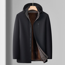 冬季新款尼克服男皮毛一体连帽中长款拆卸貂绒内胆派克服大衣外套