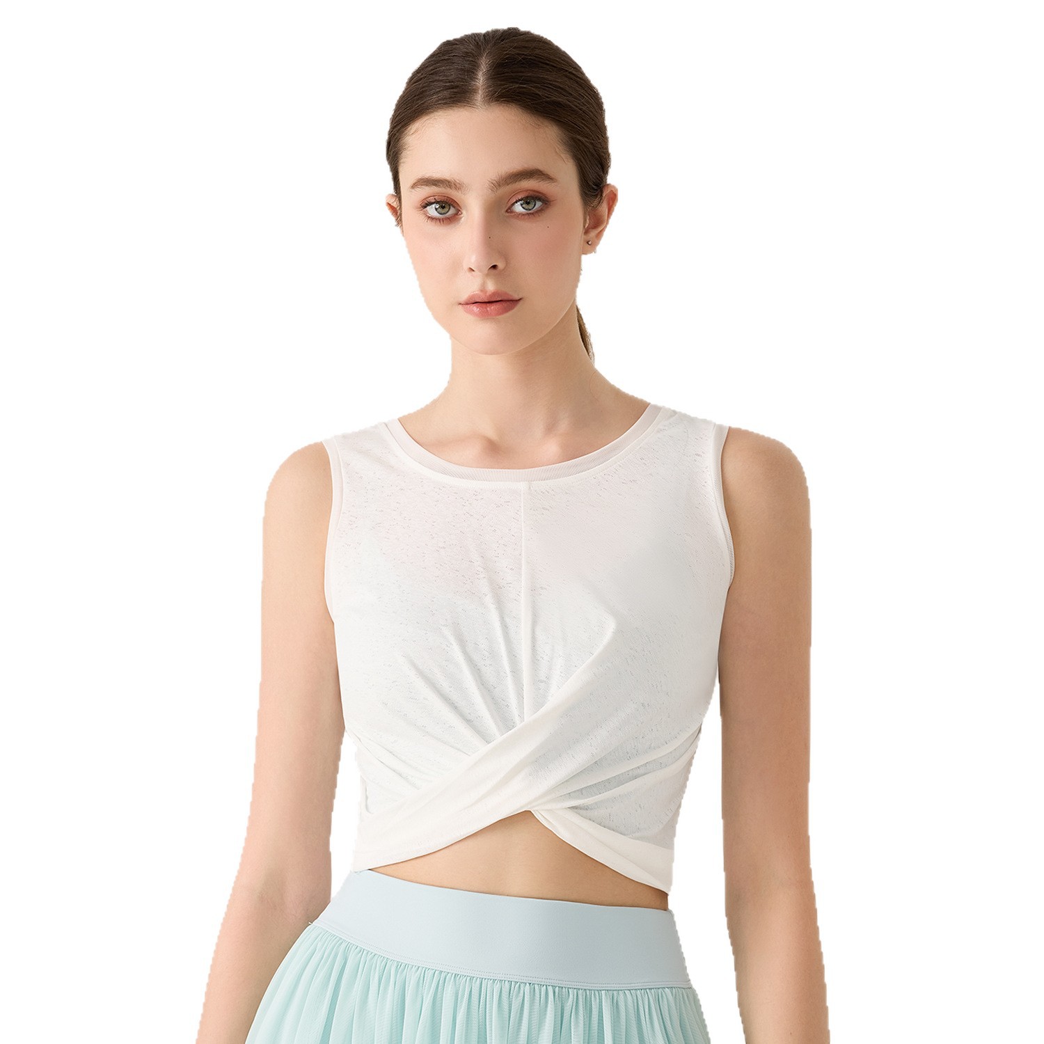 Nuevos dos trajes de yoga deportivo de mujer con malla de tela de acondicionamiento respirable suelta delgada chaleco de carrera al aire libre blusa