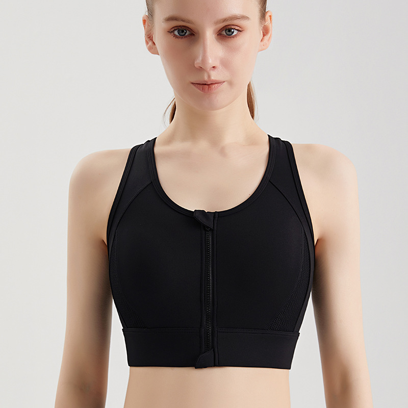 LAHN ropa interior deportiva con cremallera a prueba de choque de alta resistencia corriendo malla transpirable empalmado transpirable fitness chaleco de yoga