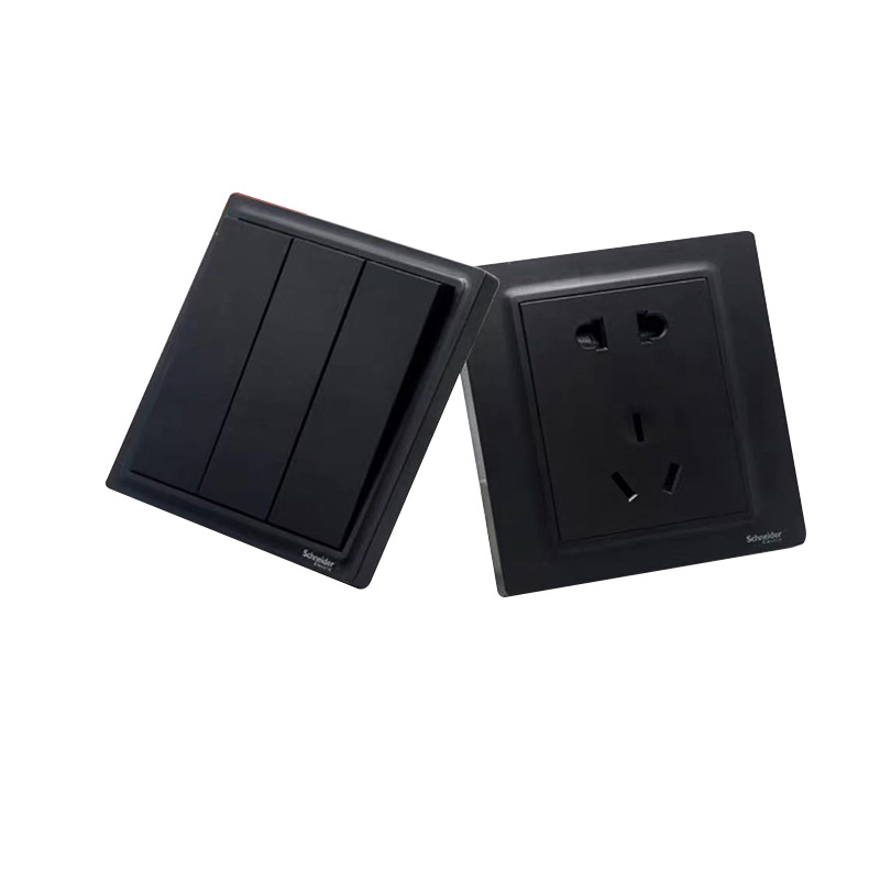 Schneider Electric Switch and Socket Juini Series Juini Black 86 Degree Five-Pole Switch and Socket Wholesale Socket
