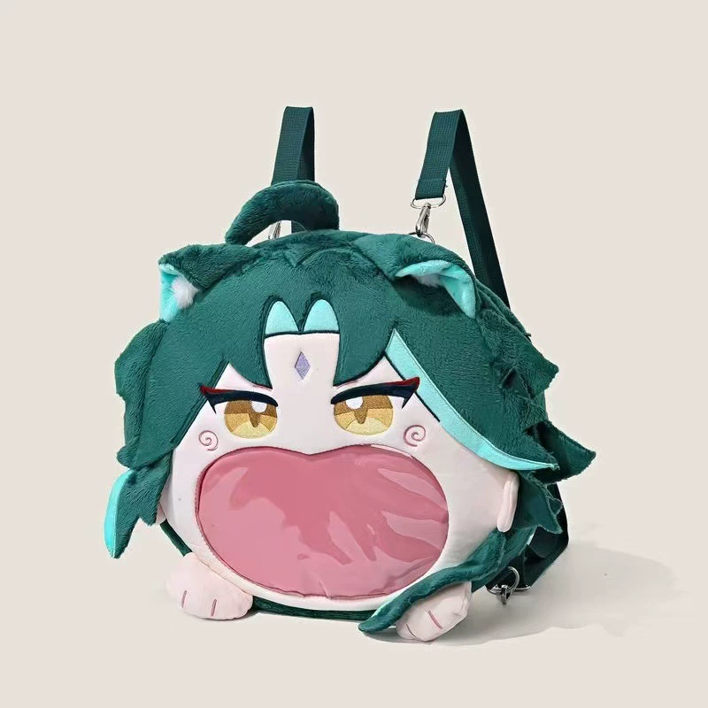2D Pin Display Backpack, Anime Plush Front with Clear PVC Window, One Size (Hatsune Miku & Characters)