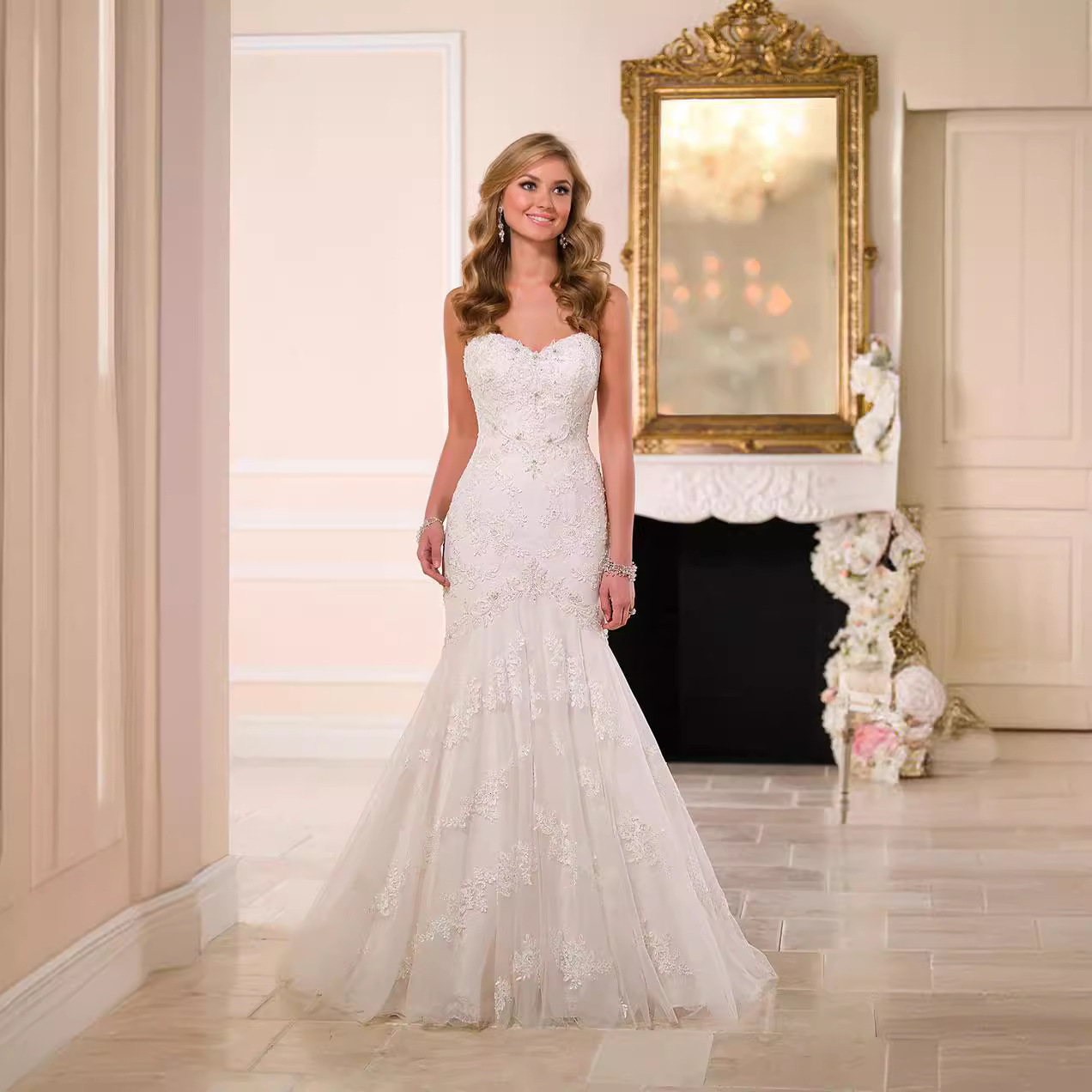 New Wedding Dress Export Fishtail Tail Wedding Dress Tube Top Large Size Lace Slim Bridal Wedding Dress Slimming Look 2025 Summer