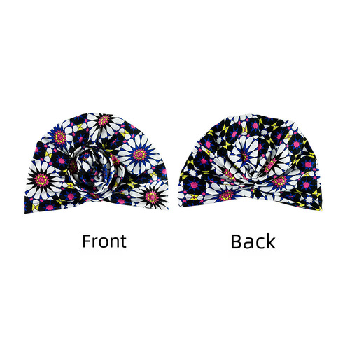 Embroidered headscarf with flowers on top, Indian hat, elastic cotton postpartum hat, European and American hair protection hat, multi-color, cross-border supply source