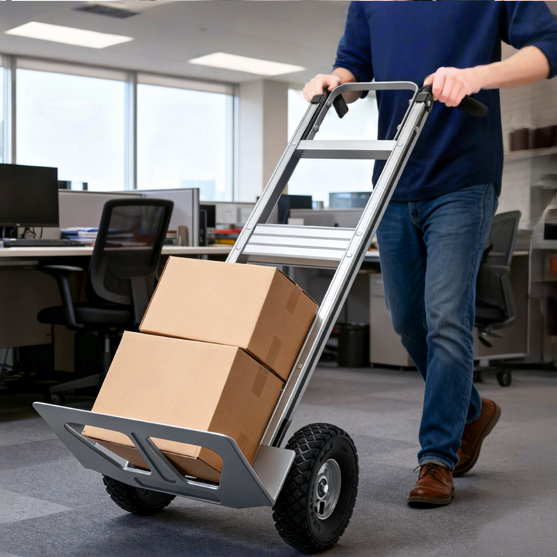 Aluminum Alloy Tiger Cart, Two-Wheeled Handcart, Aluminum Transport Cart, High-Load Capacity Warehouse Trolley, Flatbed Cart for Hauling Goods