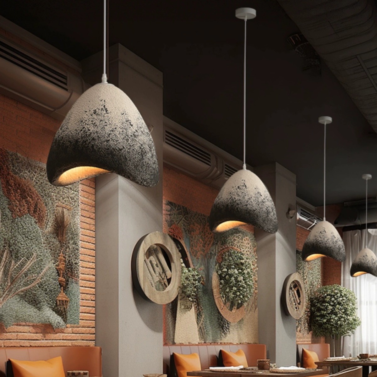 Modern rock-style restaurant pendant lamp with Wabi-sabi designer art light, retro-style cafe homestay creative bedside lamp