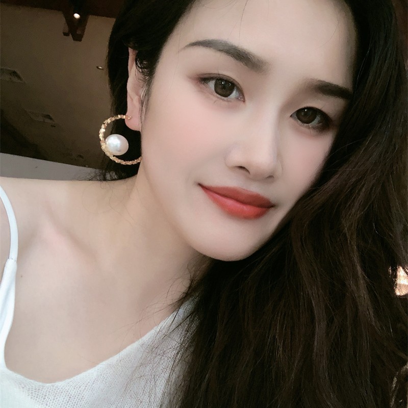 夸张大气碎银几两珍珠耳环新款高级感C形圈耳环个性时尚麻花耳饰|undefined
