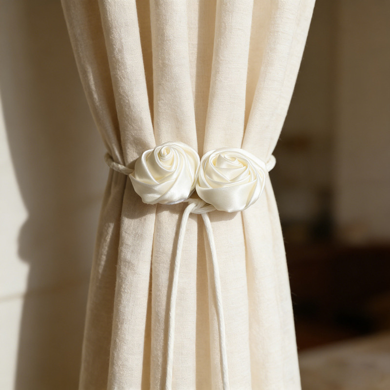 2pcs rose curtain tiebacks, double-flower fabric curtain buckles, curtain cords, French romantic bedroom curtain soft decor 2pcs rose curtain tiebacks, double-flower fabric curtain buckles, curtain cords, French romantic bedroom curtain soft decor