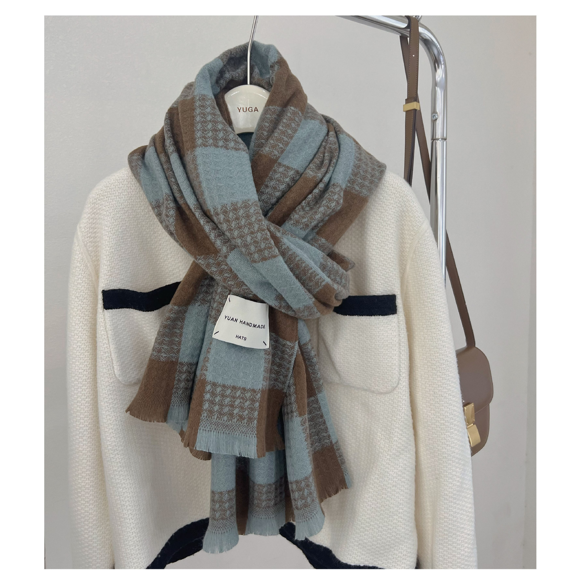 Sciarpa a quadri da donna autunno inverno stile versatile_voghion.com