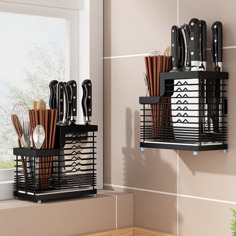 Knife Holder Kitchen Supplies 304 Stainless Steel Wall-Mounted Kitchen Knife Storage Rack Household Knife Holder Chopstick Storage Rack