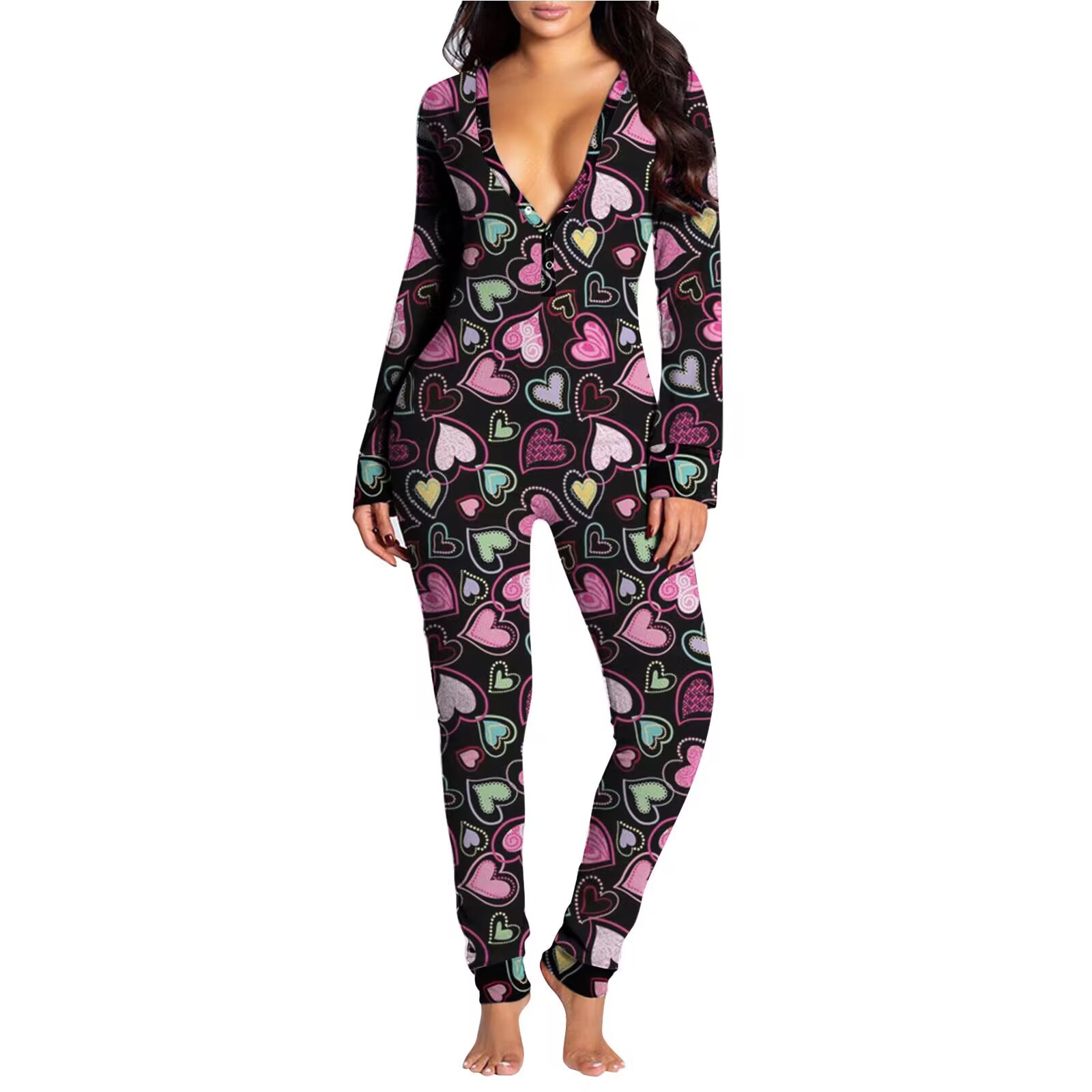 2021 estación independiente Amazon nuevo mono botón impreso botón funcional Flip pijamas para adultos