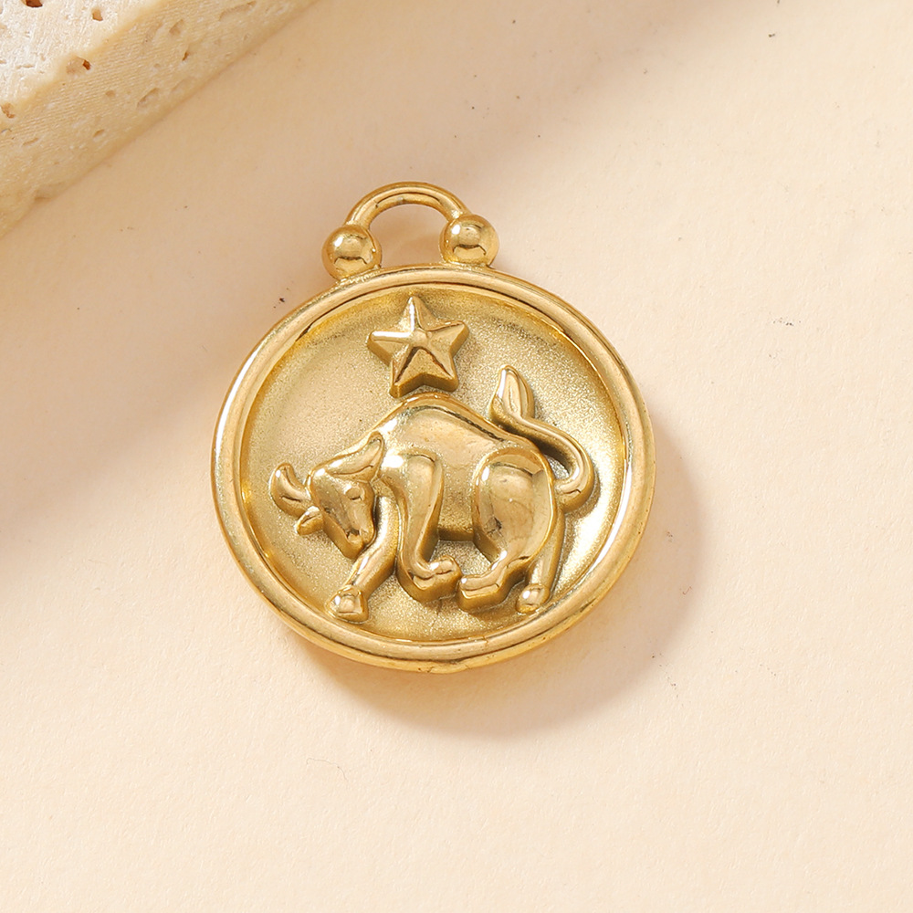 Colgante único Venta caliente europea y americana Colgante de fundición de doce constelaciones Pulsera Collar Accesorios de bricolaje Joyería de acero inoxidable de 18 quilates