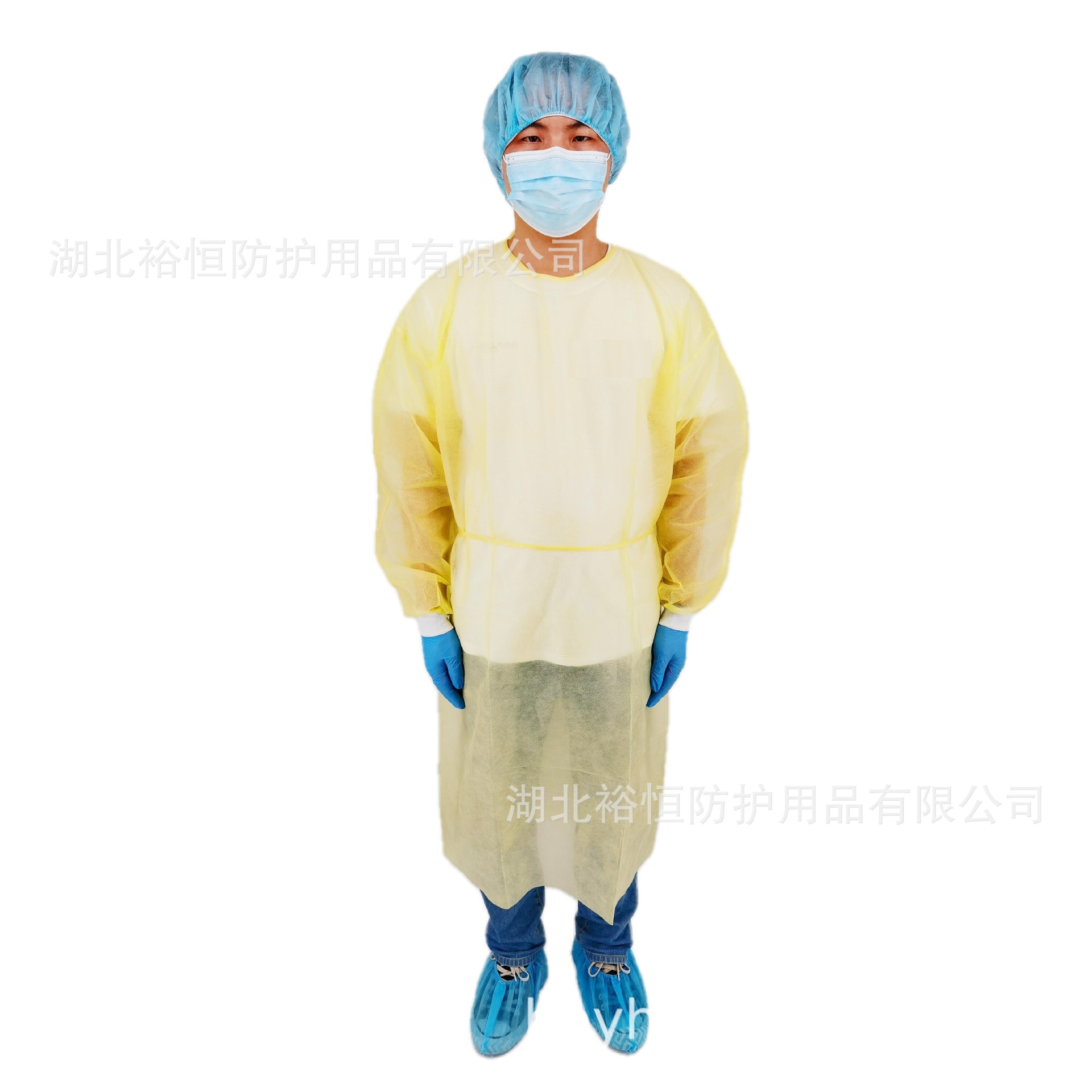 厂家现货直发一次性PP无纺布隔离衣针织袖口反穿衣透气防尘