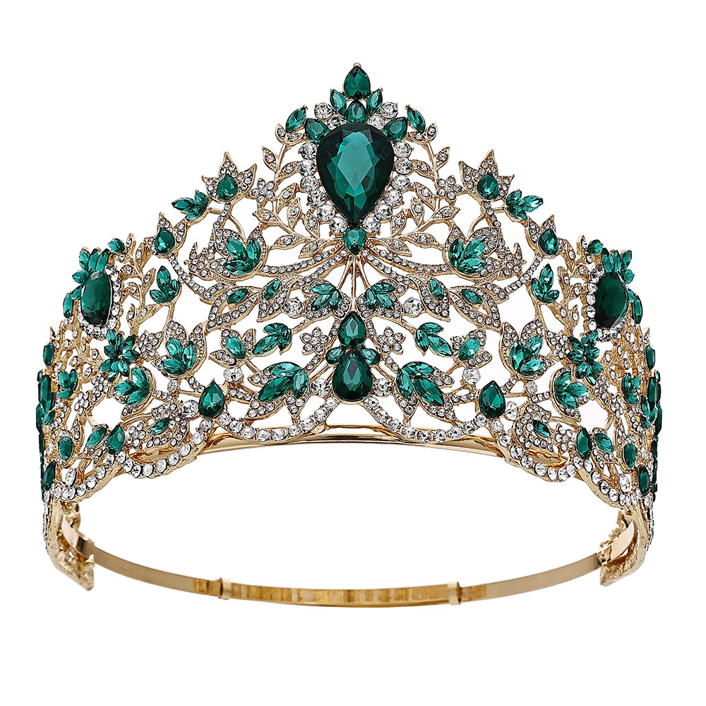 Corona de novia europea y americana ajustable gran cristal coronas redondas Miss Mundo coronas barrocas para el cabello