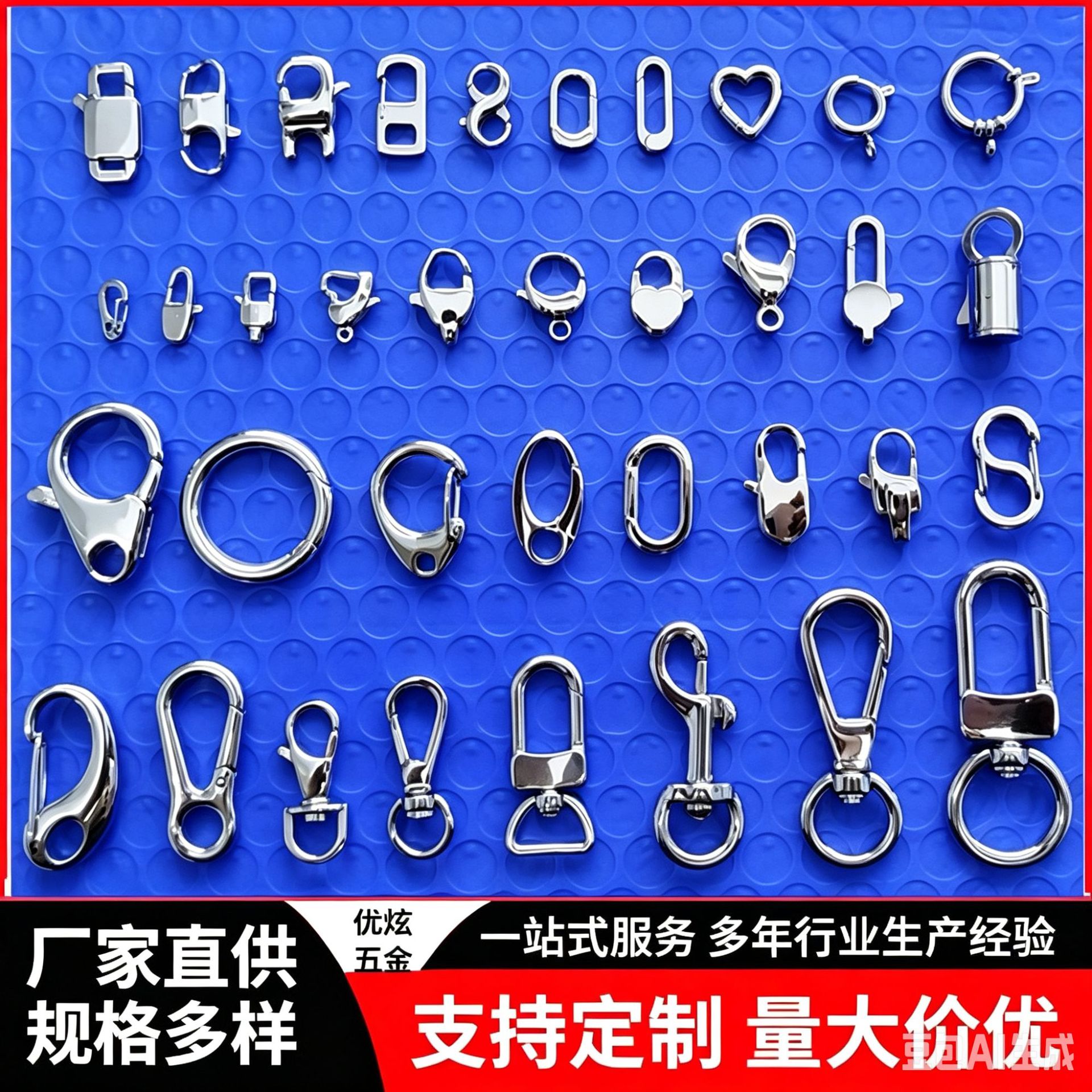 不锈钢钥匙扣 批发龙虾扣 迷你s扣 板扣 c扣 小门扣 弹弓扣弹簧圈
