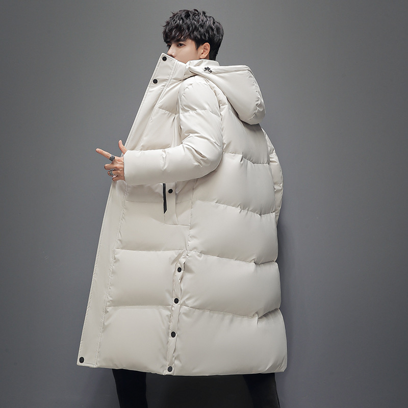 2024 Over-the-Knee Long Down Jacket Men's Winter Young and Middle-aged Hooded Wool Collar Fashion Casual Warm Jacket Business Wear