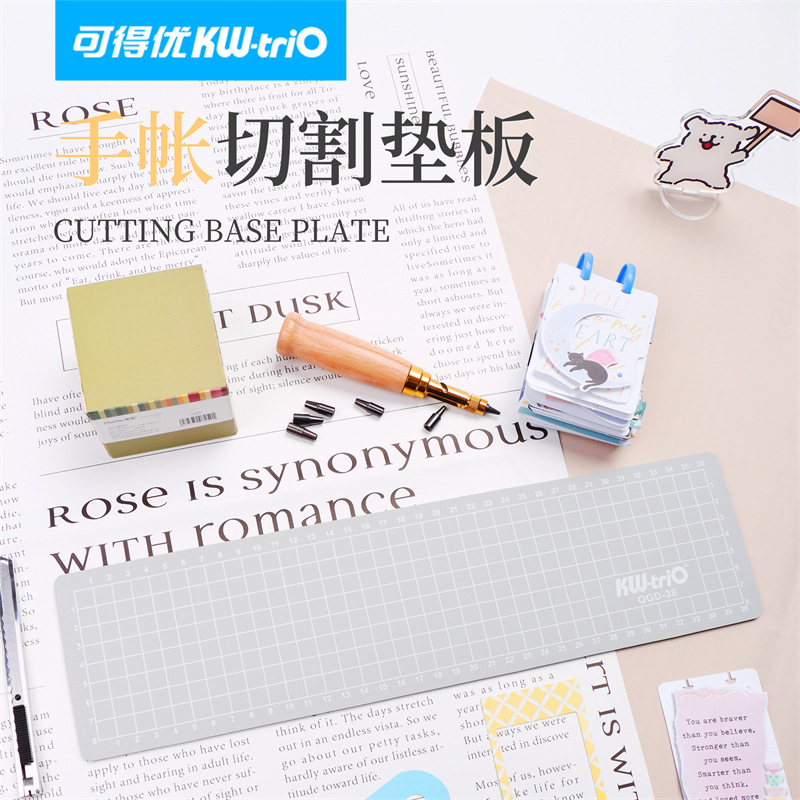 Codeyou pequeño y fresco tablero de almohadilla de corte translúcido, cinta de mano, sello de goma, tablero de almohadilla multiusos de papel cortado a mano