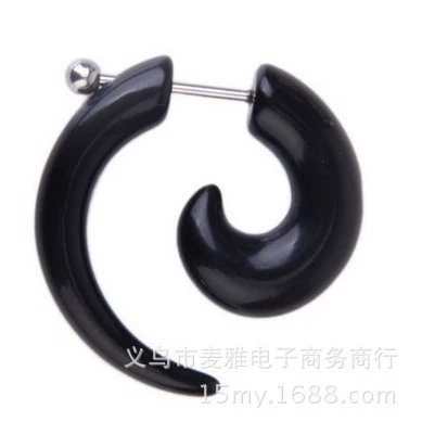 Европейские и американские хип-хоп черные рога барана, кривые акриловые серьги-улитки T21 темные