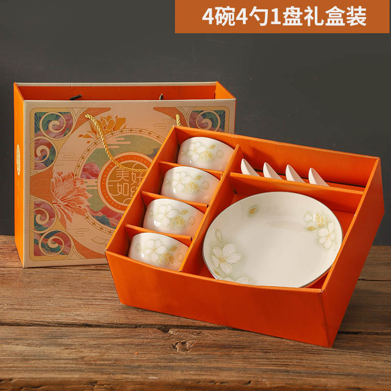 cubiertos de estilo japonés frescos bajo esmalte de cerámica de color platos de cajas de regalo set de eventos comerciales de apertura de regalo de regalo tazón