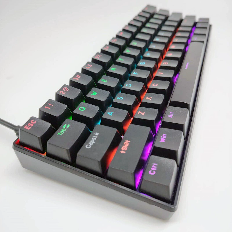 Mechanical Keyboard H61, Wired RGB Mixed-Light, Green/Red/Blue/Tea Switch Options, Compact