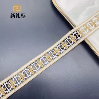 金线花边 洛丽塔女装配饰饰品DIY十字镂空双边条码花边 金色花边