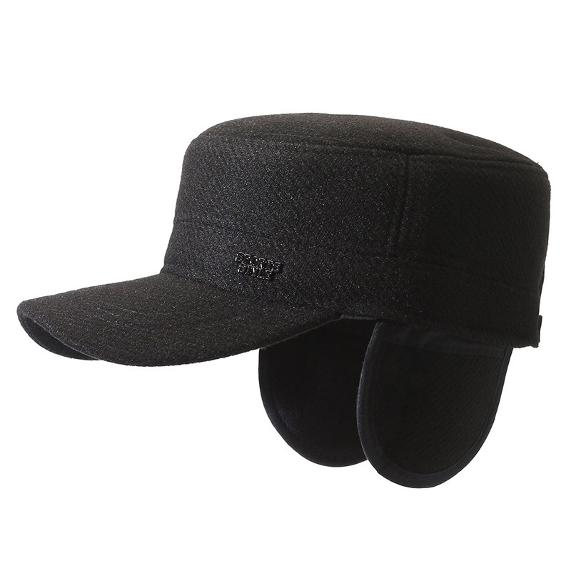 Maglietta invernale da uomo con protezione per le orecchie spessa e morbida, top in lana per persone di mezza età, caldo cotone per esterni_voghion.com