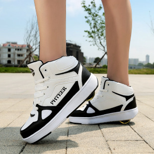 Children's heyloo shoes beginner's men's and women's students two-wheel spring and summer breathable tremolo Internet-famous lightweight walking pulley shoes