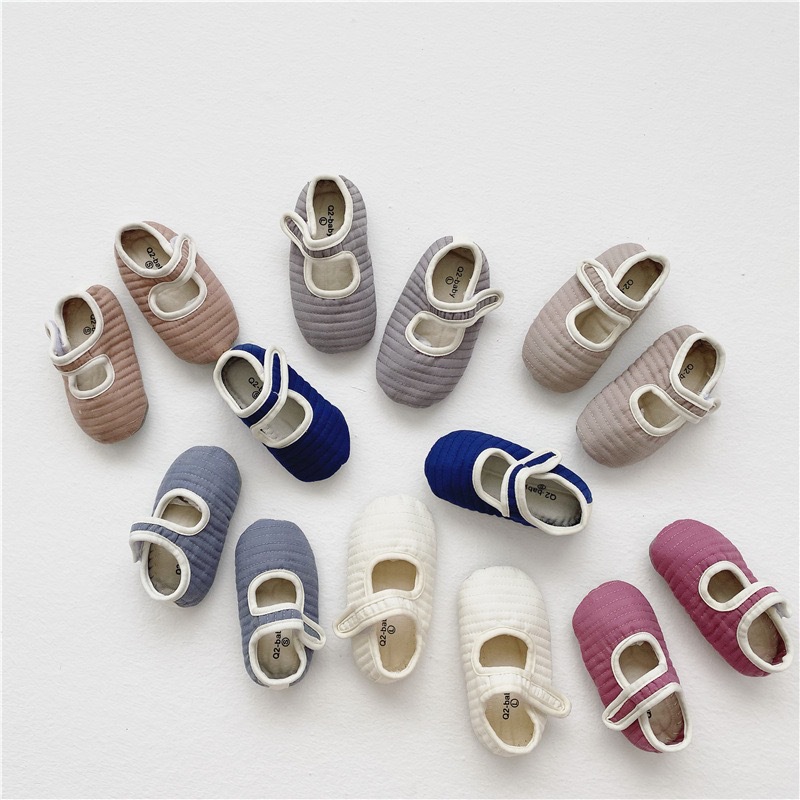 Ins Korean Style Baby Toddler Shoes, Soft Sole and Soft Surface, 0-2 Years Old, Unisex, Multi-Color Small Cloth Shoes with Velcro to Prevent Slipping