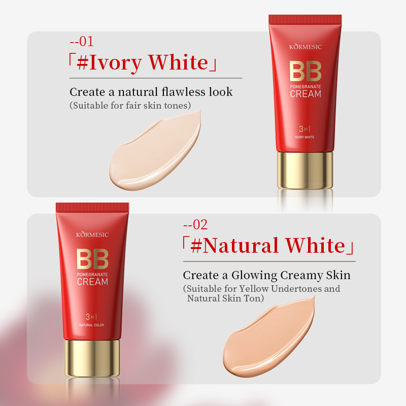 Crema BB transparente KORMESIC Red Pomegranate Ivory White_voghion.com