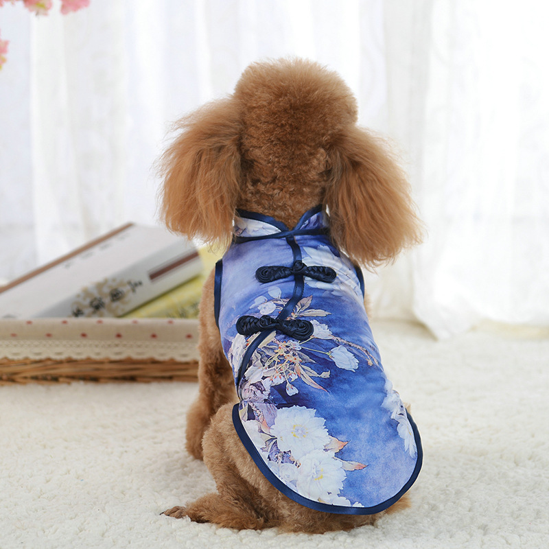 New pet clothes summer pet cheongsam skirt puppy Teddy Pomeranian…