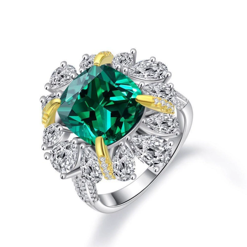 Tourmaline retro wedding ring, silver 925 sample, with gem