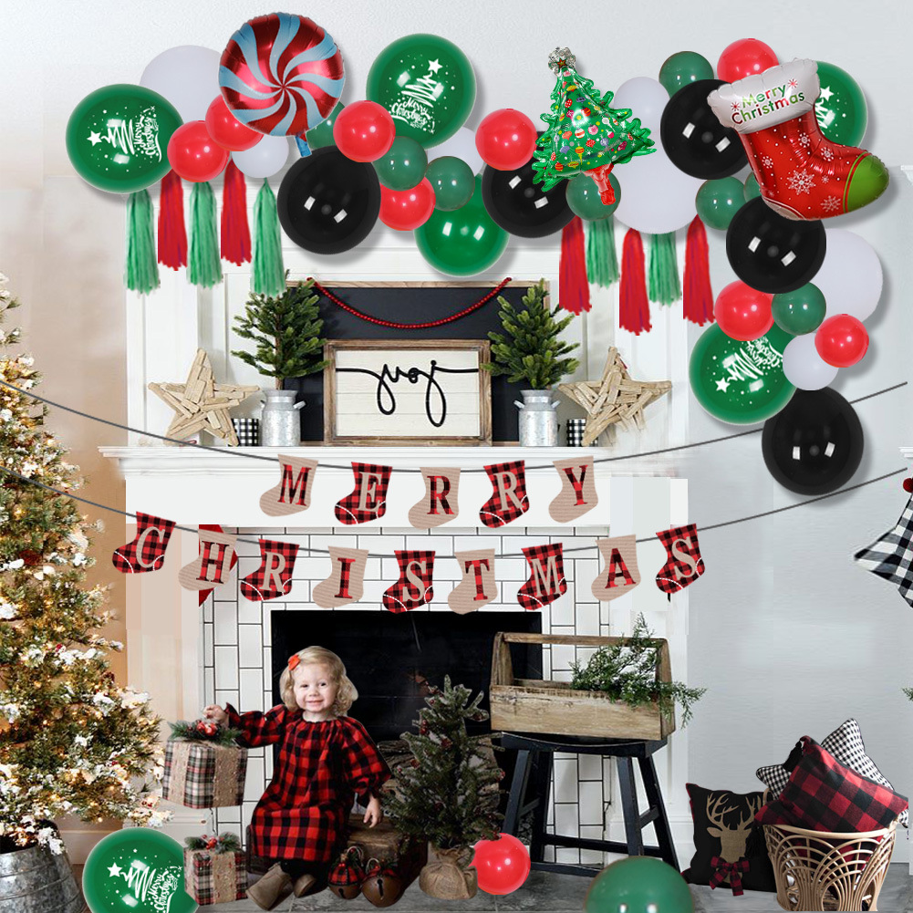 Navidad a cuadros calcetines tire del traje de la bandera 2