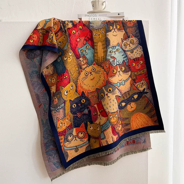 2026 Fall/Winter New Vintage Oil Painting Style Imitation Cashmere Scarf for Women, High-End Versatile Jacquard Neck Warmer Shawl Wholesale