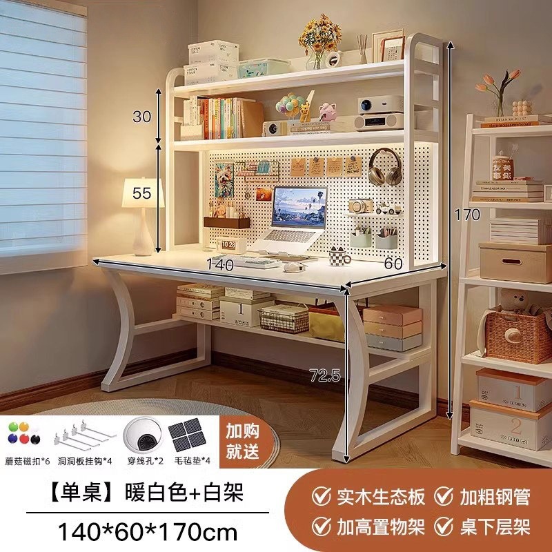 Mesa de computadora de madera maciza escritorio agujero tablero de escritorio estante de escritorio en una mesa de dormitorio mesa de estudio de estudiantes en casa