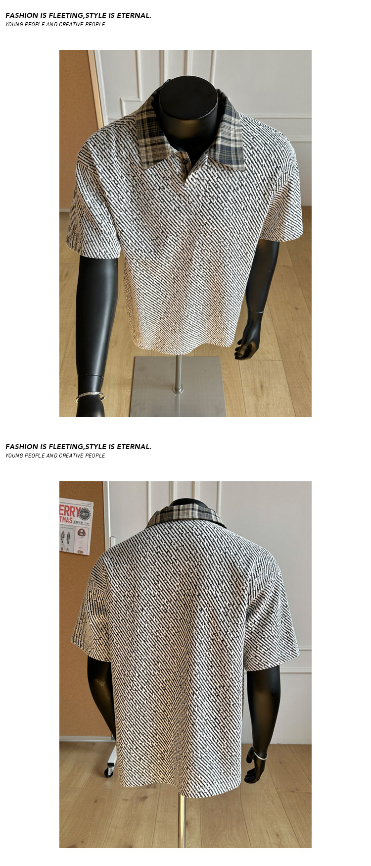 American Style Men's Plaid Patchwork Polo Shirt Short Sleeve_voghion.com