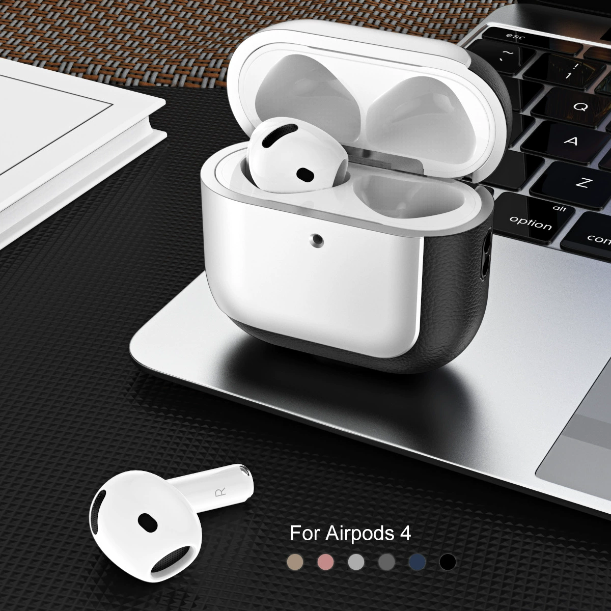 Применимо к Apple AirPods 4 bluetooth защитный чехол pro2 личи для бизнеса анти-падение наушников мягкий новый 6 поколения