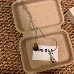 银色水滴抽拉闪珠项链高级感轻奢小众女款配饰长链