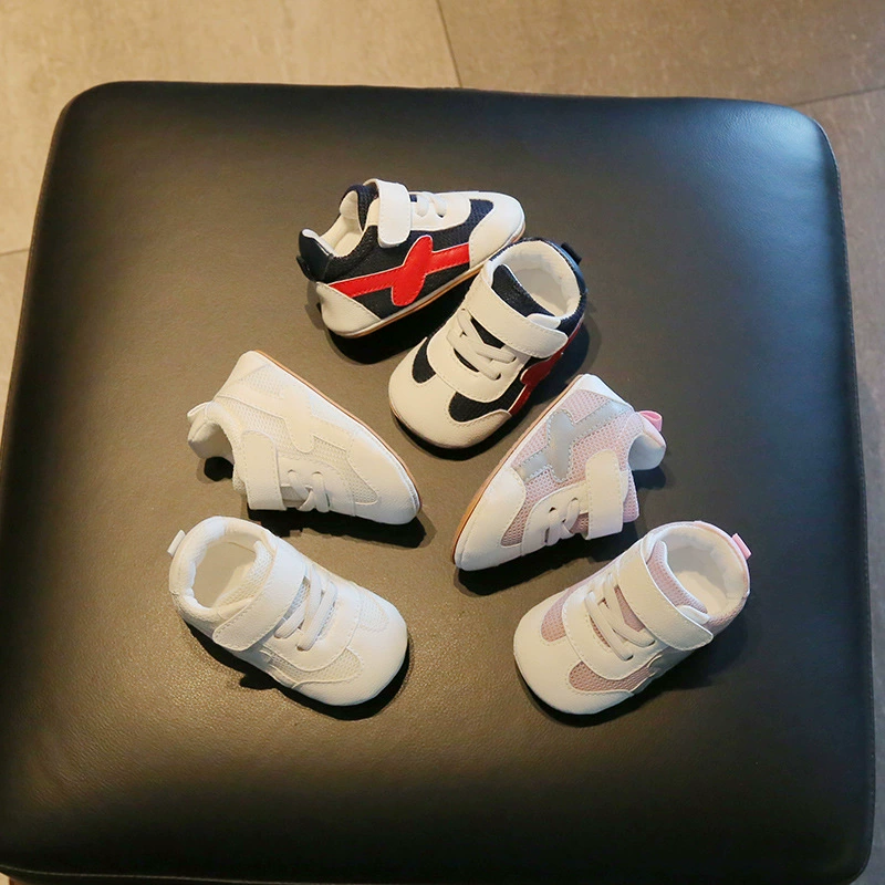 Маленькая скользящая обувь для малышей 3-6-12 месяцев, дышащая сетка, детская обувь с мягкой подошвой