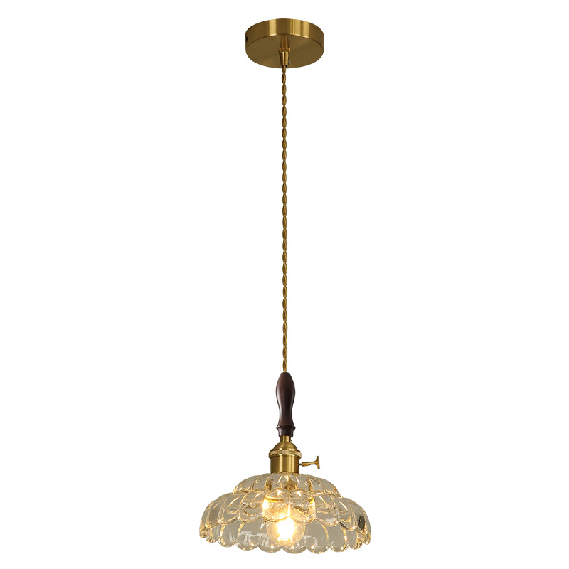 Lámpara de Araña Retro Japonesa de Cristal, Latón y Nogal, para Bodas, Escaparates, Cafeterías, Restaurantes, Bares, Mesitas de Noche