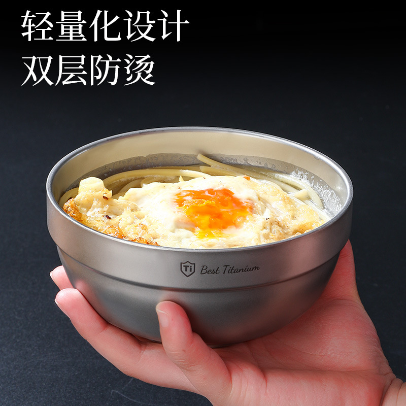 Platinum double-layer children's soup bowl stainless steel for…