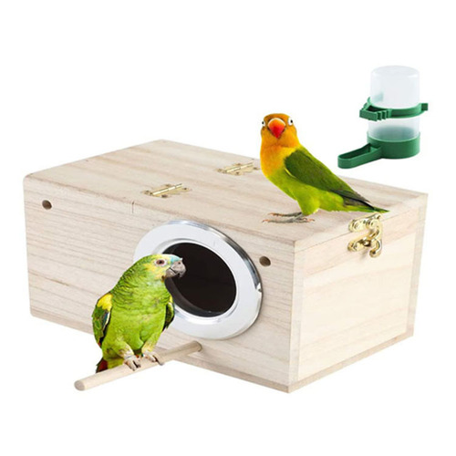 Wooden handicraft bird nest parakeet breeding box bird's nest bird incubator solid wood bird cage outdoor decoration 