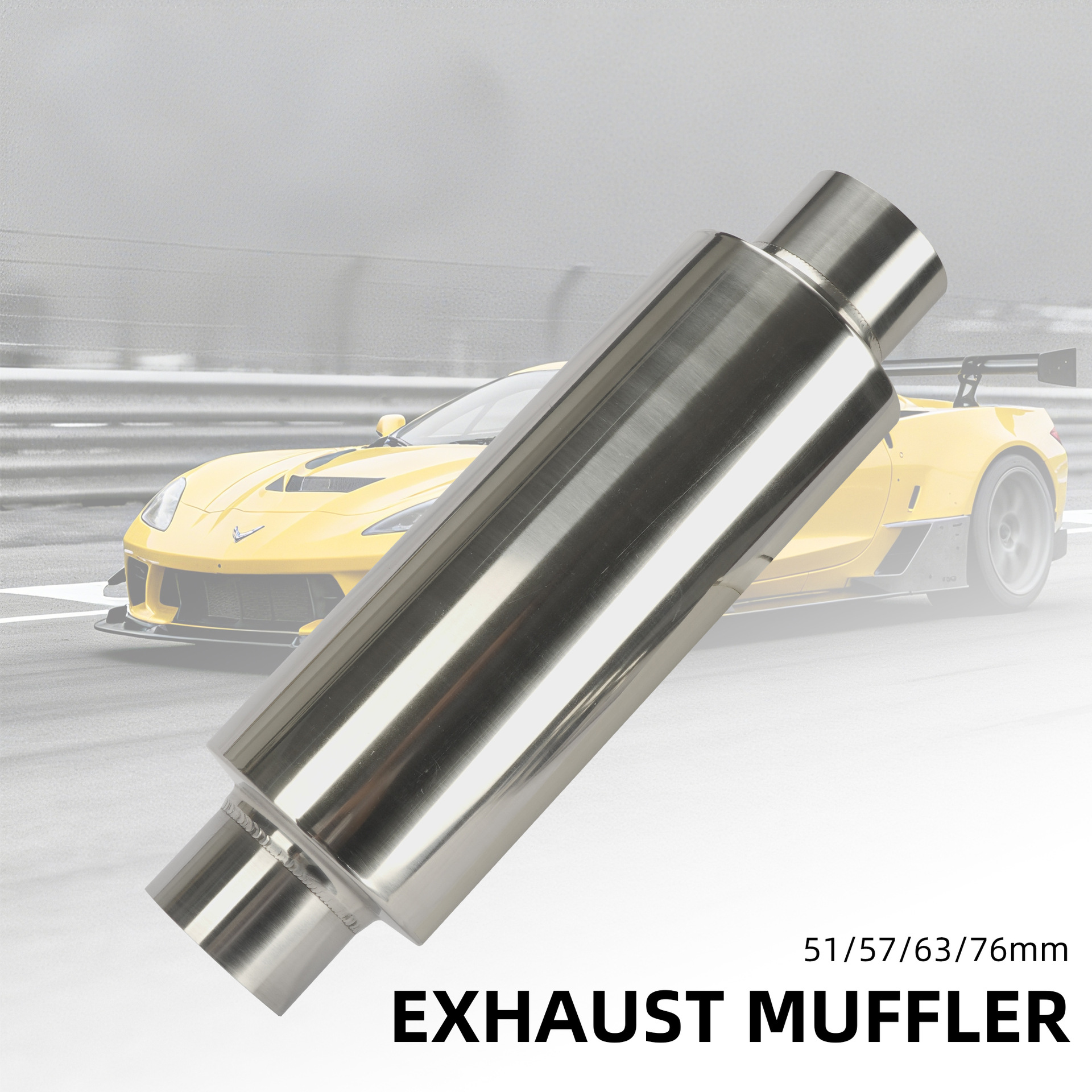 Car modified exhaust pipe N1 style direct exhaust silencer universal stainless steel drum 51/57/63/76MM
