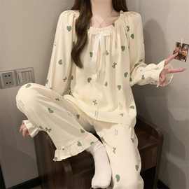 2025春秋季公主风卡通helloKitty可爱碎花一字领云朵棉长袖套装无