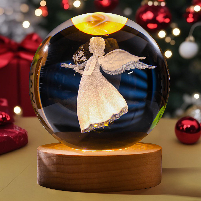 Astronauta luminosa bola de cristal lámpara de noche 3D escultura decoración de mesa para reuniones de estudiantes regalos personalizados