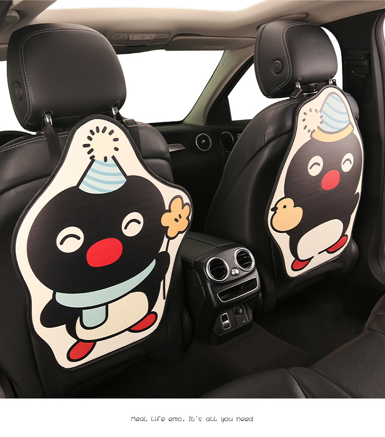 Penguin Cute Lady Cartoon Car Seat Back Anti-Kick Pad Universal Car Seat Anti-Stain Pad Anti-Dirt Pad for Back Seat