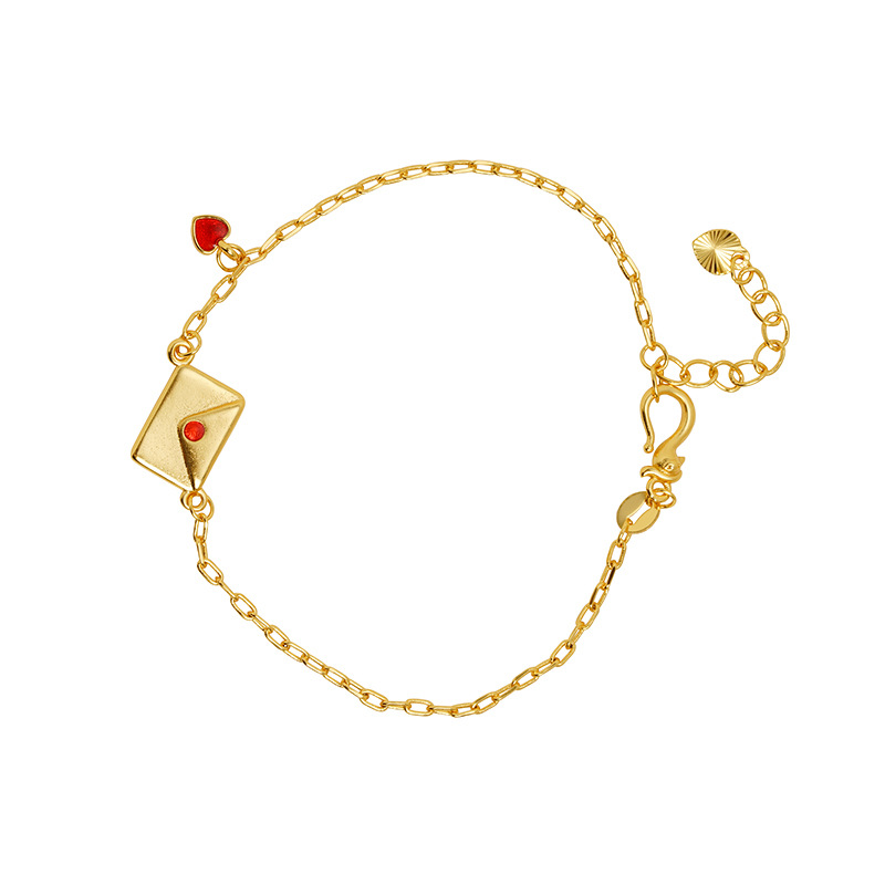 Nuevo chino vietnamita pulsera de oro de arena ligera de lujo goteo de aceite carta de amor pulsera de amor rojo mujer simple joyas de alta calidad al por mayor