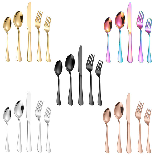 Amazon 24/40/60 Piece Set Stainless Steel Tableware Knife Fork Spoon 4/12 Person Portion Western Dinner Steak Knife Fork