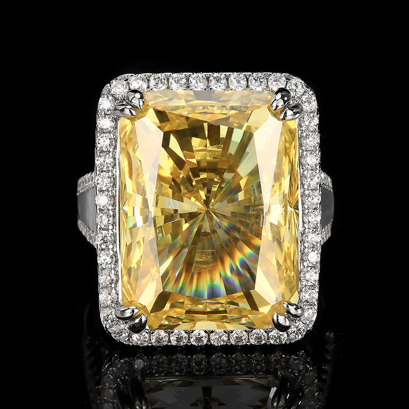 Elegant Radiant Cut Diamond Ring Gold Plated Jewelry Piece_voghion.com